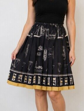 Worth Vintage 100% Silk Nautical Pleated Skirt – Size 8